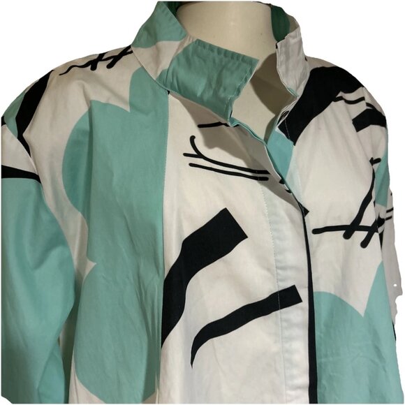 Art To Wear Cupcake International Memphis Abstract L 100% Cotton Jacket Shirt - Picture 3 of 16
